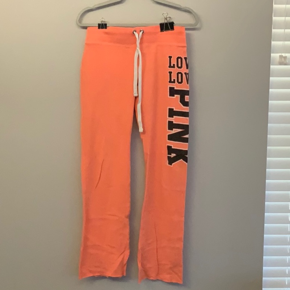 PINK by Victoria's Secret lounge pants, melon color, size S.